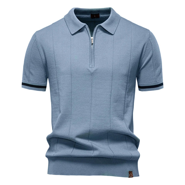 AIOPESON Men's Solid Color Sport Zipper Polo Shirt Athletic Social Polo Shirts for Men Office Slim Fit Polo