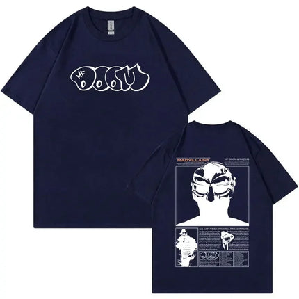 Rapper Mf Doom Graphic T Shirt Madvillainy Metal Music Album T-shirt Men Women Punk Vintage Oversized Cotton Tshirt Streetwear