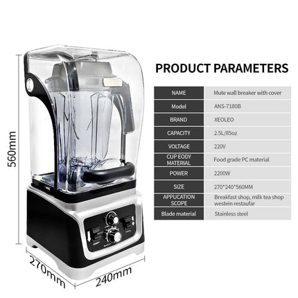 Multifunction Commercial Food Mixer 2300W 2500ml Beaker Electric Heavy Duty Smoothie Blender Machine