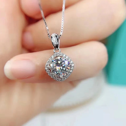 Classic 4 Prong Moissanite Pendant for Couple Men Women Wedding Jewelry Necklace D Color Lab Diamond Luxury Fine Jewelry