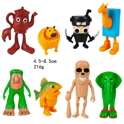 Tungtungtung Shanhaijing Wooden Stick Man Shark Model Funny Doll Action Figures Decorations PVC Toys Collectible Kid Boy Gifts