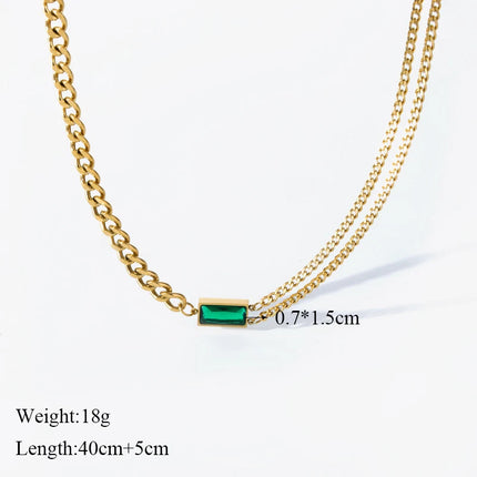 EILIECK 316L Stainless Steel Green Crystal Necklace Bracelet Earrings For Women Luxury Colorfast Jewelry 3-piece Set Gift Party