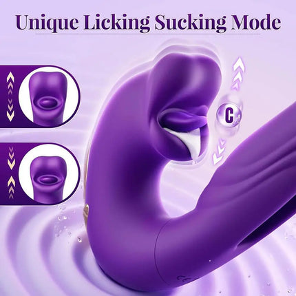 Clitoral Vibrator Licking Sucking Telescopic Rotating Vibrators Silicone Dildo G-Spot Tongue Licking Flapping Sex Toys for Woman