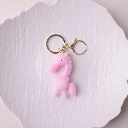 Funny Cartoon Horse Keychain Cold-Hearted Simulation Black Horse Bag Ornament Decorative Hanging Car Pendant Car