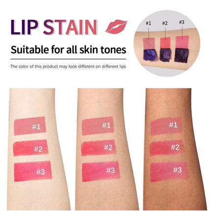 Lip Stain Blading Peel Off and Reveal Kit Long Lasting 3pcs Rose Waterproof Pink Lip Tint Transfer Proof Natural Lip Stain Kit