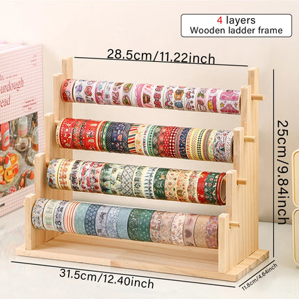 1pc multifunctional wooden tape and sticker storage rack suitable for necklace organizer for office desktop storage display rack