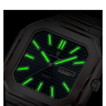 POEDAGAR Business Men's Watch Waterproof Luminous Date Week Classic Watches For Men Stainless Steel Men's Quartz Wristwatch Reloj