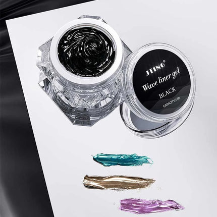 JTING 1/3pcs Professional Black Wave Liner Gel Polish 3D Effect Sticky Diamond Modelling Gel Nail Polish