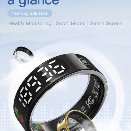 New Smart Ring with Screen 5ATM Waterproof Diving Swim Heart Rate Blood Oxygen Sleep Monitor Multi Sport Mode Gesture Control