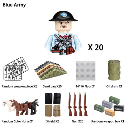WWII Infantry Military Soldier War National Army Mini Gun Weapon Models Building Blocks Building Blocks Toys for Kids