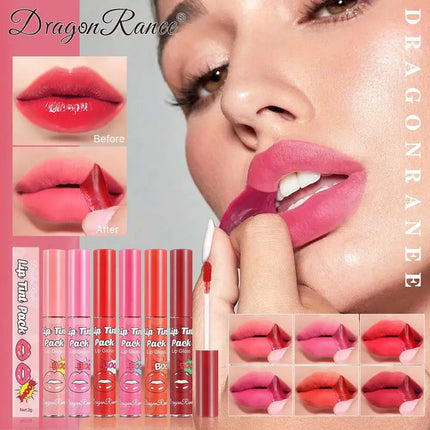 Matte Liquid Lipstick Waterproof Peel Off Lip Glaze Long Lasting Non Transfer Tear Away Lip Tattoo Set Sexy Red