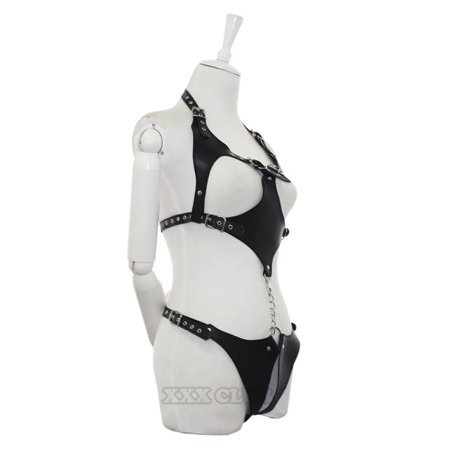 Thierry Adult Sex Game Products Erotic Queen Adjustable Body Harness Bondage Restraints Fetish Exposed Breast Open the Crotch