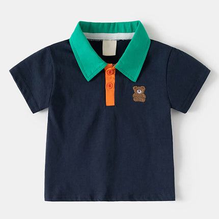 Toddler Boys Summer POLO Shirt Children's Clothes Kids Turn-Down Collar Tee Boy Short Sleeve Polos Tops 3 4 6 7 10 Years