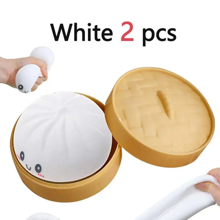 Squishes Stress Balls Fidget Sensory Toys Simulation Food Squishies Bun with Steamer Squeeze Dough Ball Gifts