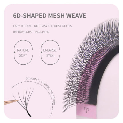 ANNAFRIS 6D W Lash Extensions Natural Soft Premade Volume Fans  6D W Easy Fan Eyelash