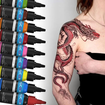 7PCS 30ML Tattoo Ink Pigment Body Art Tattoo Pigment Set 7 Colors Professional Paints Makeup Tattoo Supplies Semi-permanent