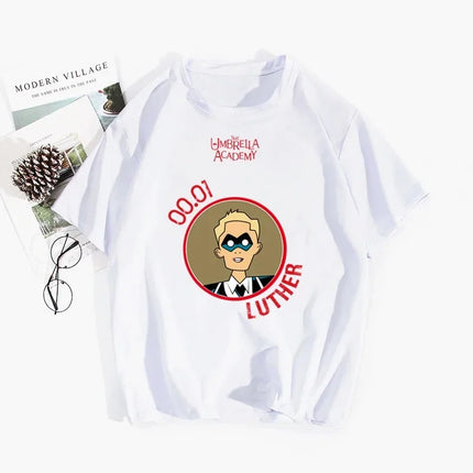 Umbrella Academy Printed Short Sleeve T-Shirt Women's Fashion Cross-Border Modal Material Crew Neck Floral Patchwork Wish EBay