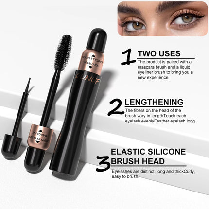 2-in-1 Double-ended Eyeliner Mascara | Matte Black Waterproof | Smudge-proof Quick-drying Ultra-fine | Volumizing Curling Y2K
