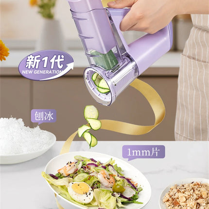 LMETJMA Electric Cheese Grater Portable Salad Maker With 4 Different Shapes of Blades 40W Electric Rotary Slicer Shredder JT363