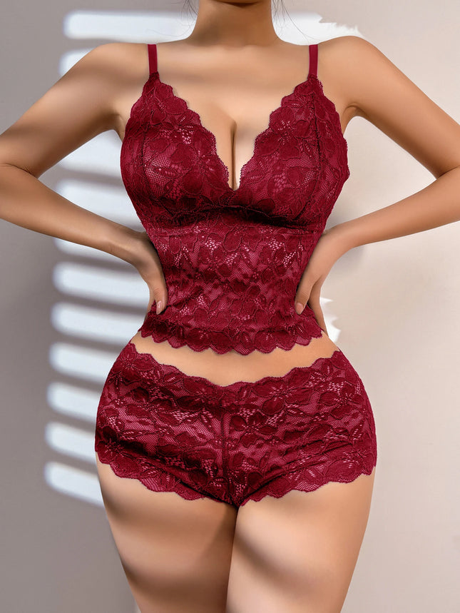 Sexy Sheer Floral Lace Bra Set for Women Wireless Unpadded Bralette Panty Romantic Comfortable Underwear Daily Date Night Gift
