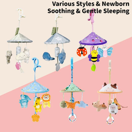 Baby Sensory Hanging Rattles Learning Toy Soft Plush Animals Newborn Baby Rattle Multifunctional Stroller Toys 0-24 Months Gifts