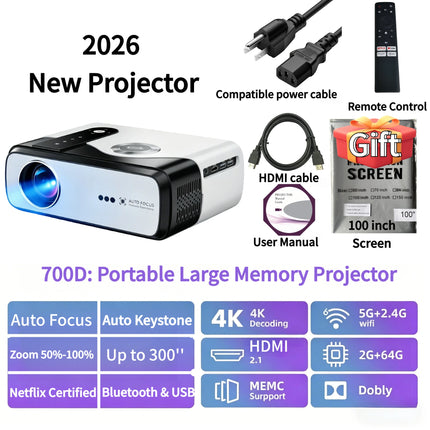 new 4K UHD Netflix Official Licenced projector auto focus 2+64G home theater HDR10+ 2.4+5G dual wifi Dolby MEMC movie projectors
