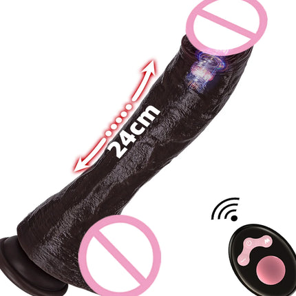 Super Long Realistic dildo Black vibrator penis telescopic Swing Heating silicone dildo remote control Dildo Vibrator for wome