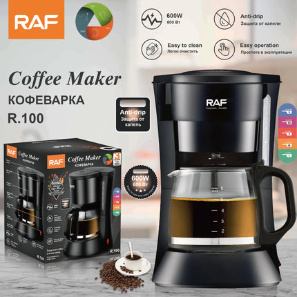 Drip Coffee Maker - Automatic Home Coffee Machine with Keep-Warm Function for American Coffee & Tea Brewing in Office