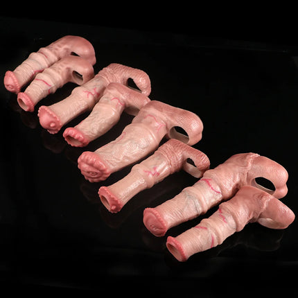 FAAK 14 styles Silicone Fantasy Horse Hollow Dildo Dog Large Knot Nude Penis Sleeve Size S M L Cock Enlarger Sex Toys For Men