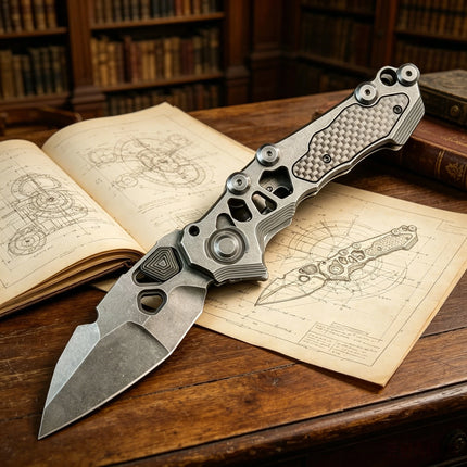 Mechanic - Complex CNC precision-engraved heavy-duty folding knife, made of D2 steel, EDC personalized collection knife