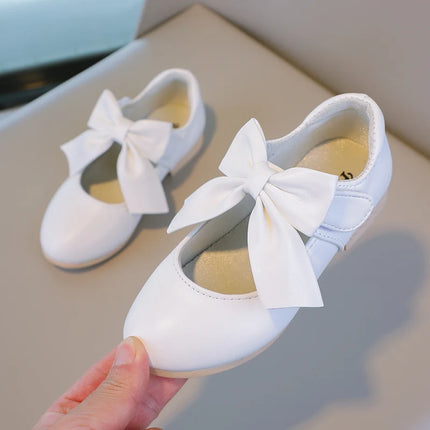 Girls Princess Shoes Shallow Bowknot Metallic Color Fashion Sweet Girl's Mary Janes Shoes Light Non-slip 26-36 Kids Ballet Flats