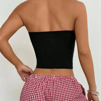 Women's Floral Printed Tube Top Summer Sexy Off the Shoulder Crop Top Streetwear