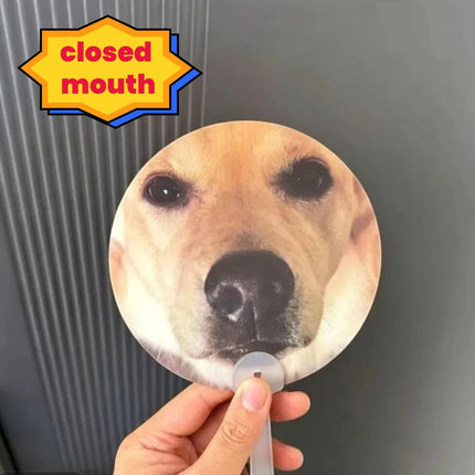 New Creative Rhubarb Dog Called Two-Change Expression Raster Fan Summer Portable Wacky Big Dog Called Handheld Cool Fan