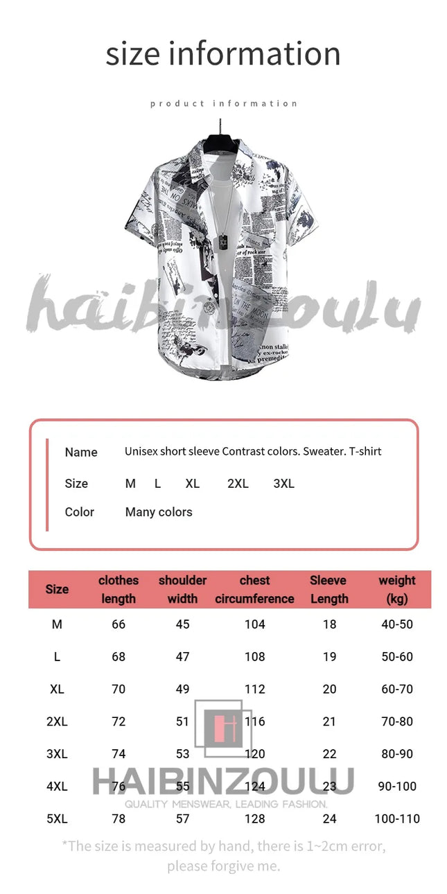 Beach Style Printed Shirts for Men - Short Sleeves Hawaiian Loose-Fit Casual Shirts