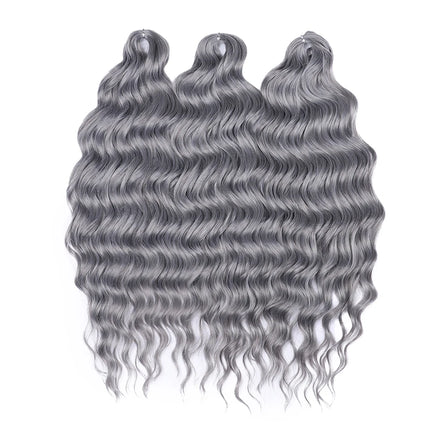 FASHION IDOL 24" 3pcs Deep Wave Curl Hair Synthetic Water Wave Braiding Hair Extensions Ombre Rainbow color Twist Crochet Hair