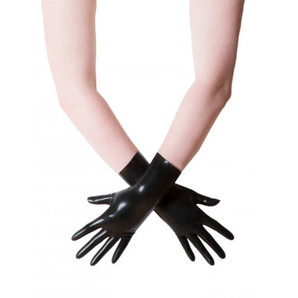 Free shipping Ftshist Women Shiny Faux Leather Long Gloves Men Latex Fetish Patent Leather Full Fingers Glove Cosplay Accessory