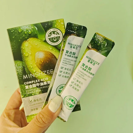 12pcs Avocado Bubble Facial Mask Brightening Firming Moisturizing Face Mask  Beauty Skin Care Facial Bubble Cover Foam Masque