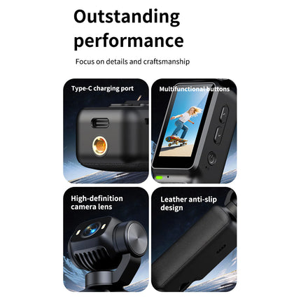 4K HD Pocket Action Camera 180 Degree Rotation Lens with 1.97-inch Screen for Cycling Travel Sport and Outdoor Activities