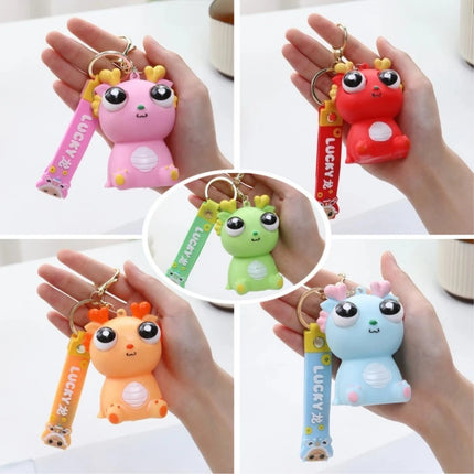 Cute Big Eyed Dragon Squishy Toy - Pop Eyes Fidget Keychain for Stress Relief Sensory Toy for Kids & Adults, Anxiety Relief Gift
