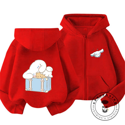 Cinnamoroll 2026 Hot Zipper Hoodie 3-14Y Boys Girls Autumn Winter Cute Kawaii Cartoon Street Hot Fashion Outdoor Casual Warm