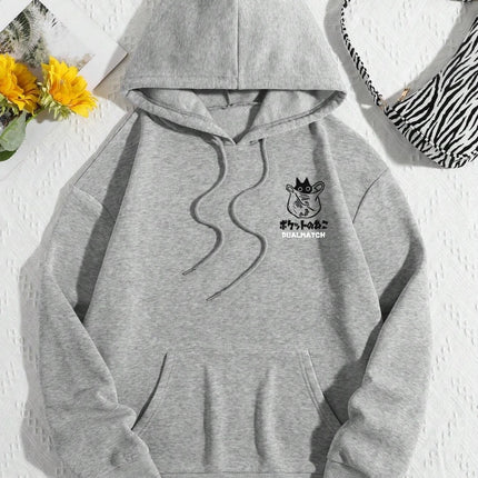Cute Cat Cartoon Printed Sweatshirt Women Harajuku Casual Loose Hooded Fashion Soft Pocket Hoodies Autumn Warm Female Clothes