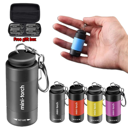 Mini Keychain Lamp Pocket USB Rechargeable LED Strong light Multifunctional Light Flashlight Waterproof Outdoor Hiking Camping