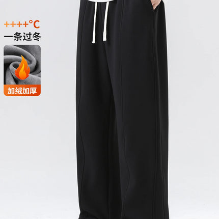 DUKEEN Heavyweight Fleece-Lined Straight Sweatpants for Men 2025 Basic Thick Warm Loose Fit Fall Winter Casual Long Pants