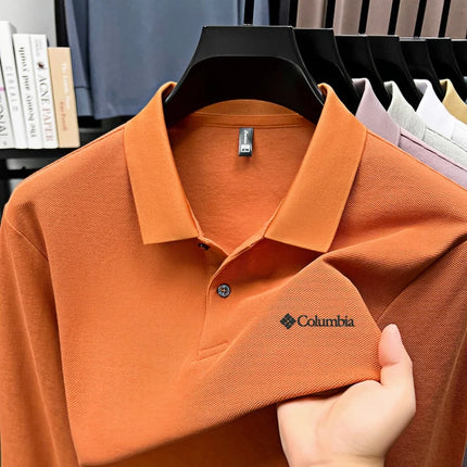 High-end brand Polo shirt, long-sleeved, fashionable printed men's top, spring, 100% cotton, skin-friendly, comfortable, casual T-shirt