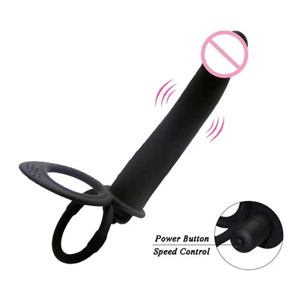 10 Speed Strapon Dildo Vibrator Double Penetration Anal Vaginal Prostate Massager Silicone Waterproof Rechargeable Adult Sex Toy