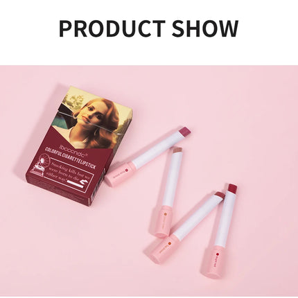 4 pcs/set Cigarette Lipstick Set Long Lasting Lip Glaze Matte Lip Gloss Waterproof Lip Stick Tube Nude Lip Tint Makeup Cosmetics