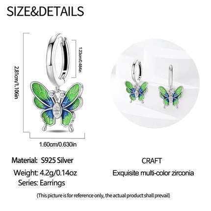 New in 925 Sterling Silver Lucky Clover Earrings for Women Girl Green Leaf Ear Studs Fine Jewelry Fashion Luxury Anniversary