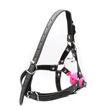 Couples Cosplay Open Mouth Gag BDSM Bondage Restraints Breathable Ring Harness Strap Fetish Silicone Gag Ball Sex Toys For Women