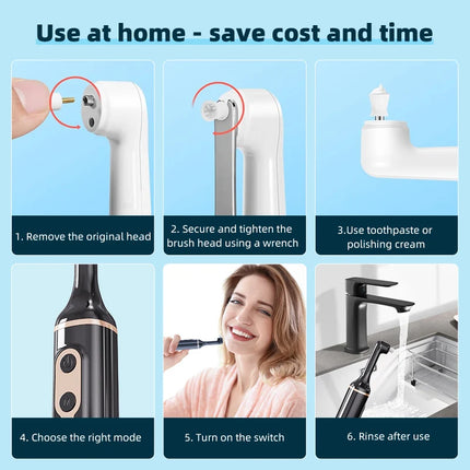 Home Electric Teeth Whitening Kit & Electric Tooth Polisher Five-Brush-Head Teeth Polishing & Stain Removal