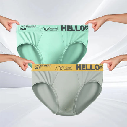 Men's ice silk underpants with printed letters, trendy triangular, plus-size, quick-drying, breathable and sporty underpants